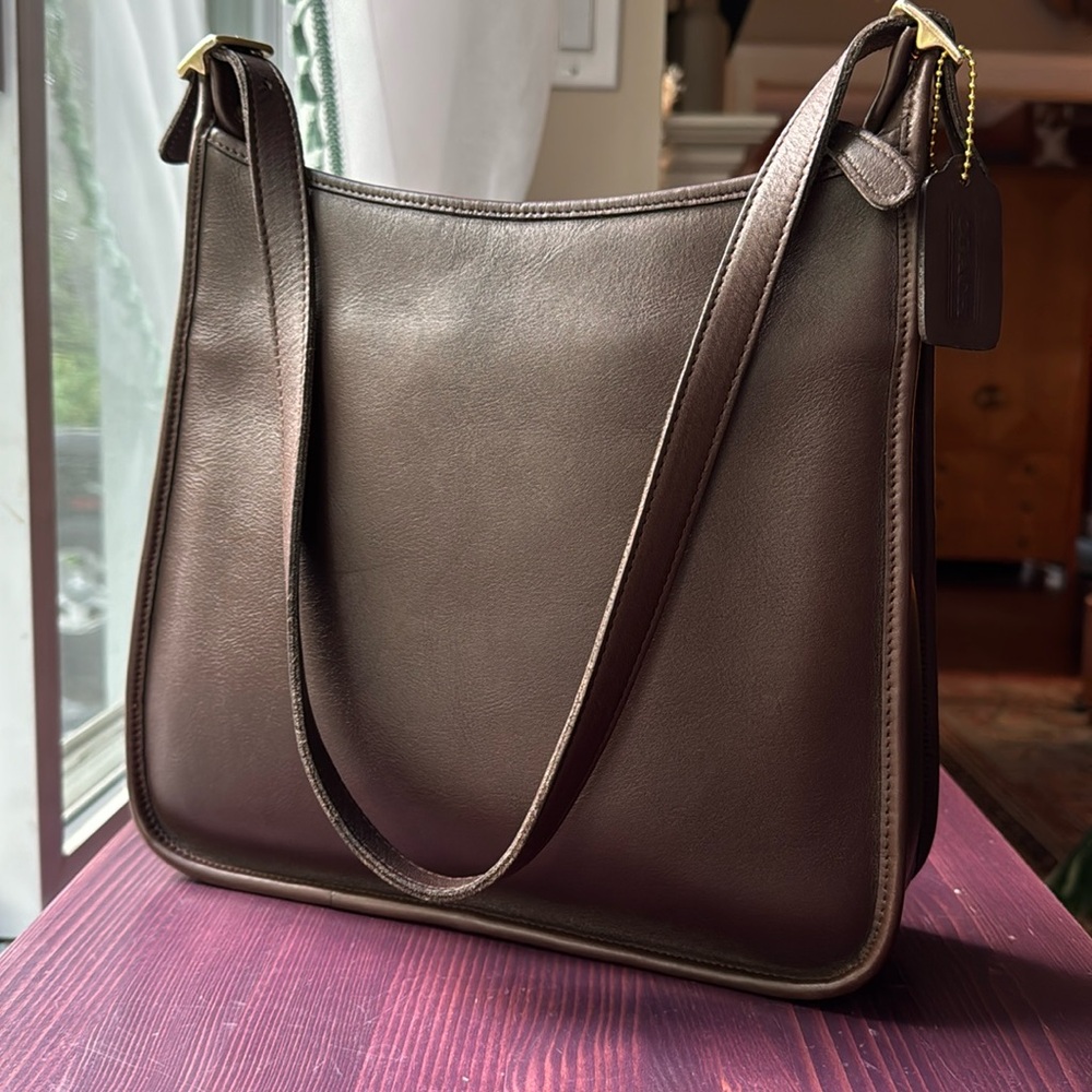 Vintage Coach Rich Brown Andrea Leather Bucket Tote Bag - 9073